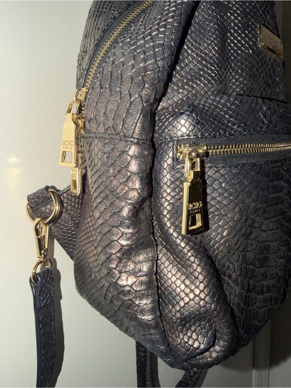 BCBG Mini Snake-Embossed Backpack - Picture 3 of 6